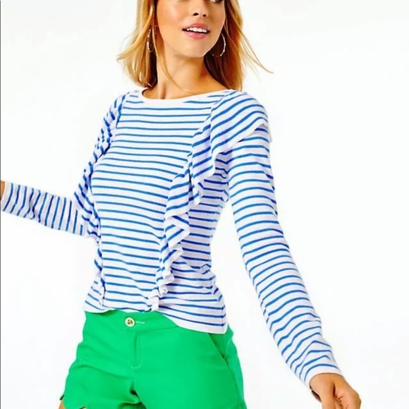 Lilly Pulitzer NWT Ruth Sweater Bennett Blue Beach Stripe Size S - Picture 7 of 8